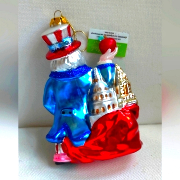 Christmas Glass Ornament New York Themed Santa Claus, New with Tag - Picture 2 of 4